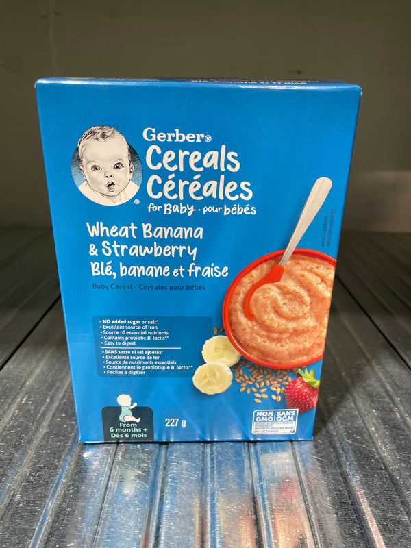 Gerber Baby Cereals, Wheat Banana & Strawberry (227g)