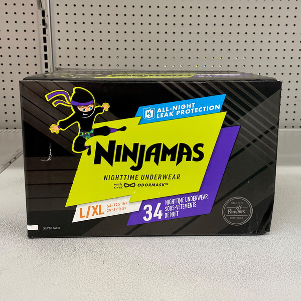 Ninjamas Boys Nighttime Underwear Size L (34 count)