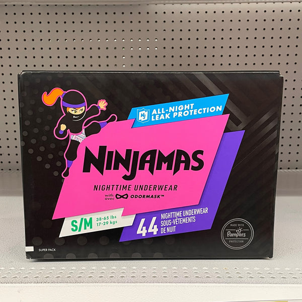 Ninjamas Girls Nighttime Underwear Size S/M (44 count)